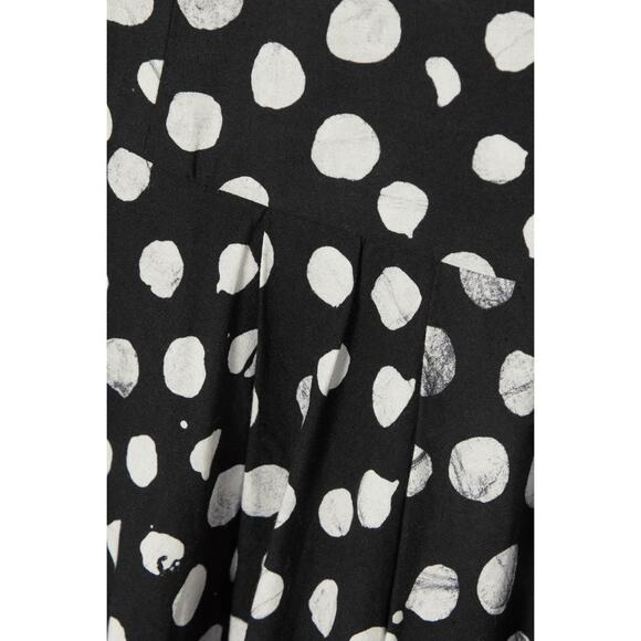 Studio 189 Off-the-shoulder Pleated Polkadot Cotton Gown - S - Black - Picture 6 of 6